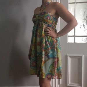 Bright Floral Geometric Pattern Dress